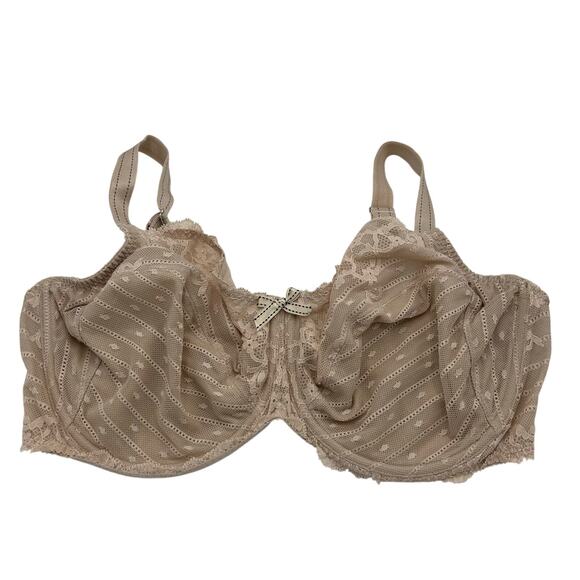 Chantelle Rive Gauche Full Coverage Unlined Bra 38G/DDDD Nude Cappuccino Lace - Picture 3 of 13
